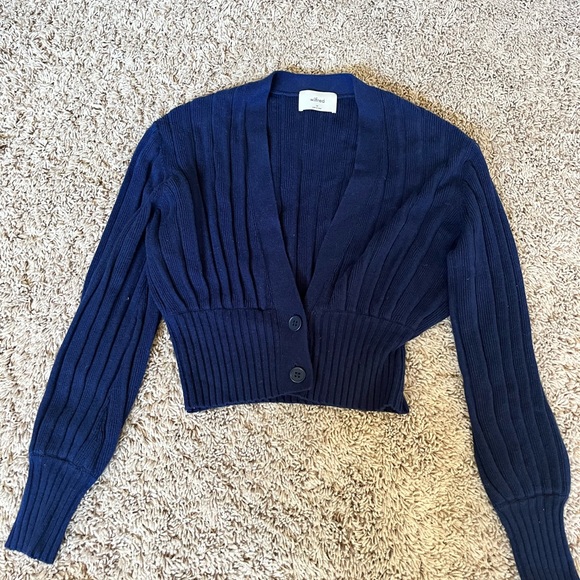 Navy Aritzia Plunge Front Cardigan - Picture 2 of 4